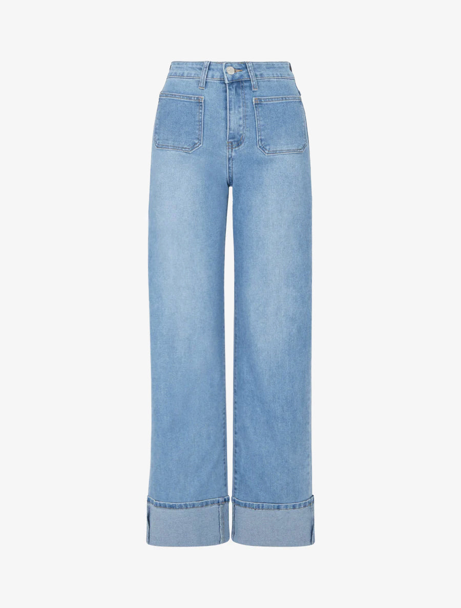 Jean mit weitem Bein und geradem Schnitt - Blau