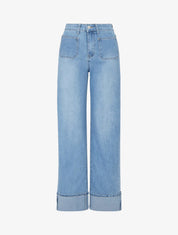 Jean mit weitem Bein und geradem Schnitt - Blau