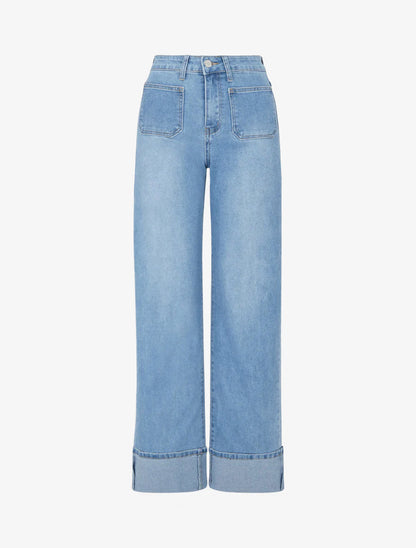 Jean mit weitem Bein und geradem Schnitt - Blau