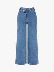 Jean standard à boutons diagonaux coupe droite - Bleu - 1