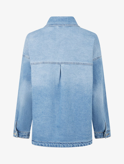 Veste en jean à poches plaquées - Bleu clair - 2