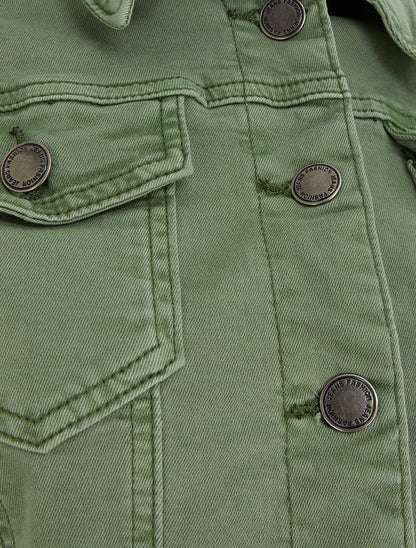 Veste en jean stretch coupe droite - Kaki - 3