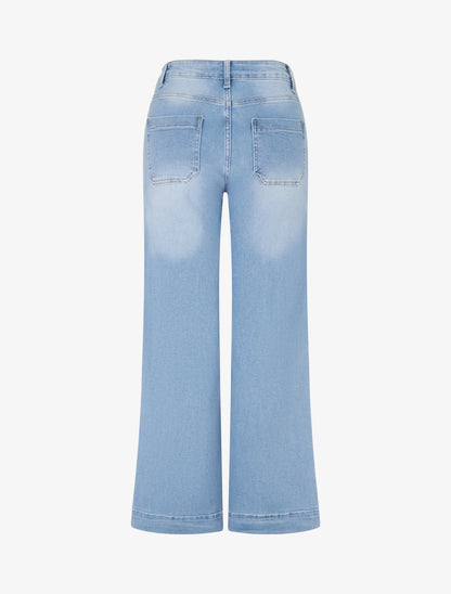 Jeans droit à poches plaquées - Bleu clair - 2