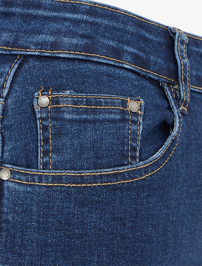 Jean wide leg à bords effilochés coupe droite - Bleu - 3
