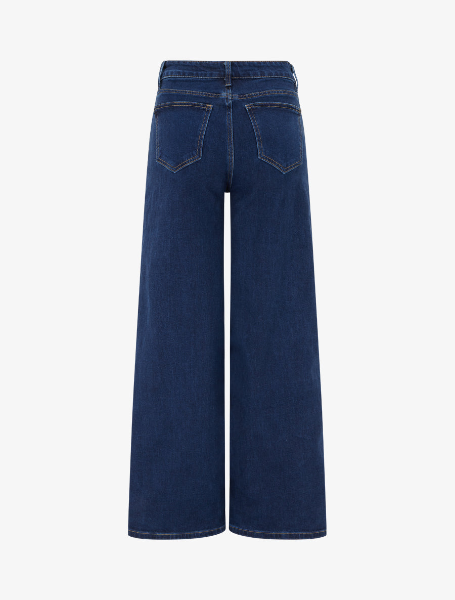 Jean wide leg à taille haute coupe droite - Bleu brut - 2