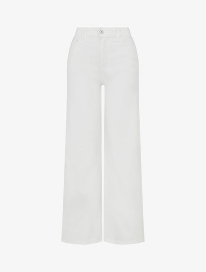 Jean wide leg taille haute poches strassées - Blanc - 1