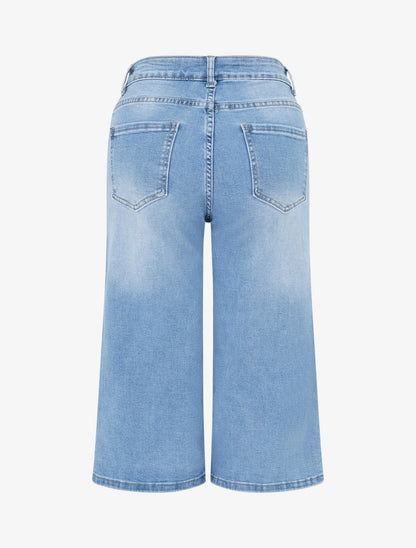 Bermuda droit en jean à taille haute - Bleu clair - 2