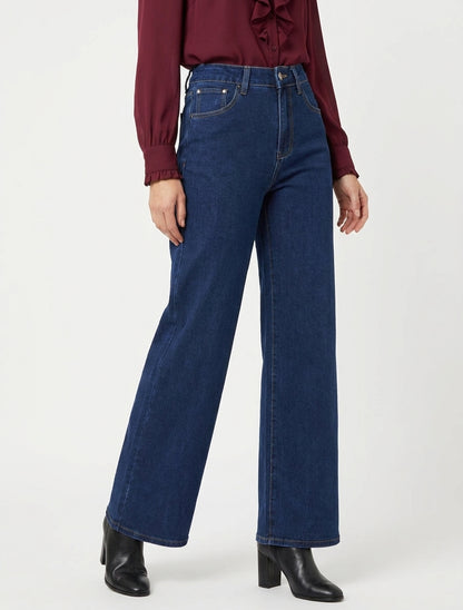 Jean mit weitem Beinabschluss - Blau