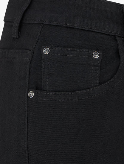 Jean wide leg taille haute uni - Noir - 3