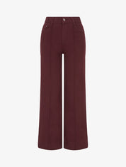Jean wide leg taille haute à couture apparente - Bordeaux - 1