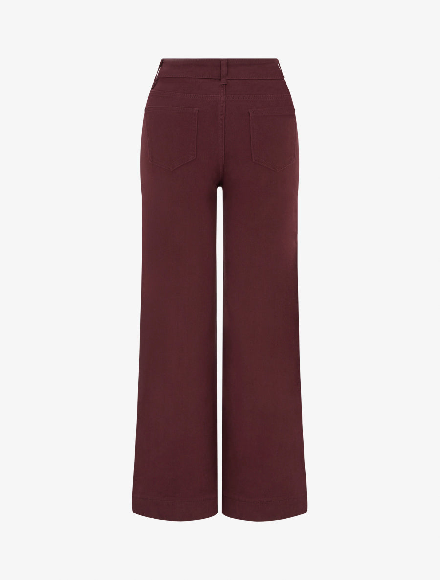 Jean wide leg taille haute à couture apparente - Bordeaux - 2