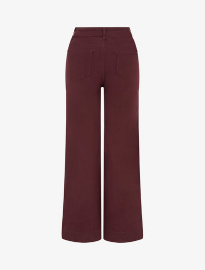 Jean wide leg taille haute à couture apparente - Bordeaux - 2