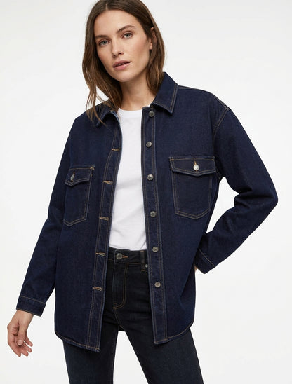 Oversize geschnittenes Jeanshemd - Rohblau