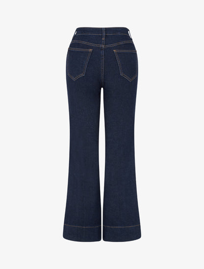 Jean wide leg à coutures contrastantes - Bleu brut - 2