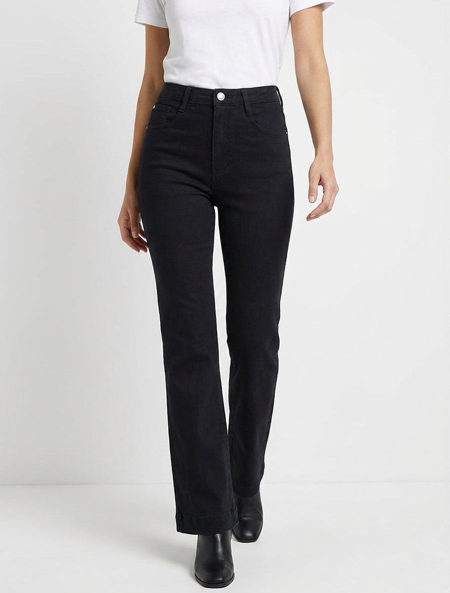 Jean mit hoher Taille - Schwarz