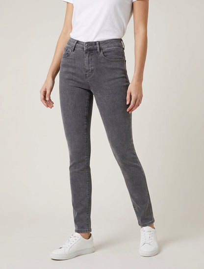 High-Waist-Skinny-Jeans - Anthrazitgrau
