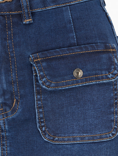 Jupe en denim à 4 poches - Bleu denim - 3