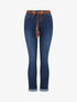 Jean à revers et ceinture à nouer - Bleu denim - 1