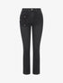 Jean à empiècement broderie floral coupe slim - Noir - 1