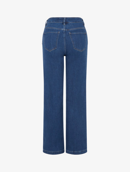 Jean à boutons décoratifs coupe droite - Bleu denim - 2