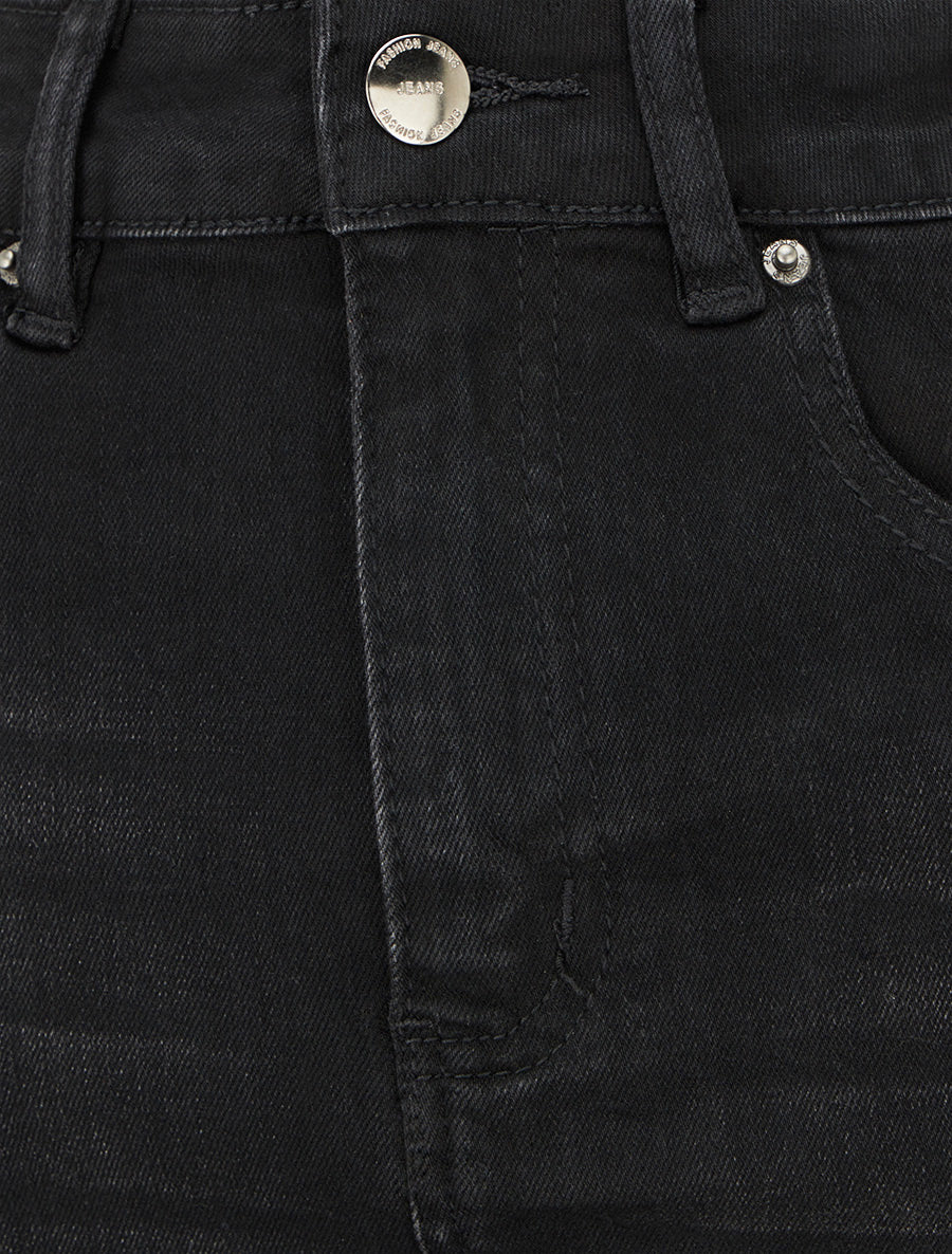 Jupe crayon en jean - Noir - 3