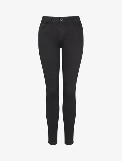 Jean slim uni taille haute - Noir - 1