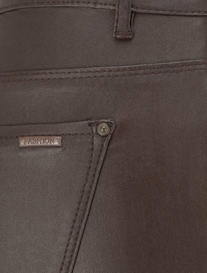 Jean skinny effet ciré - Marron - 3