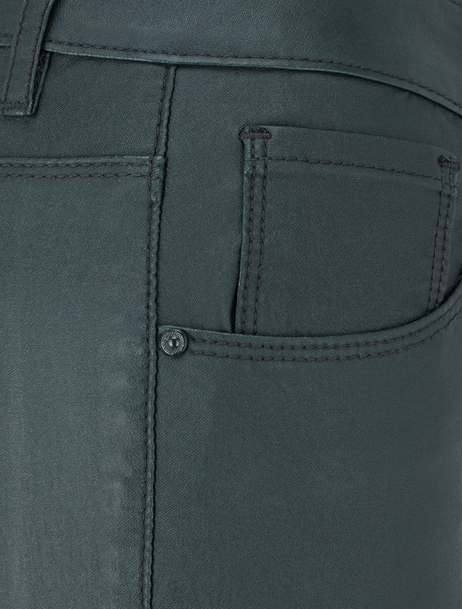 Jean skinny effet ciré - Vert foncé - 3