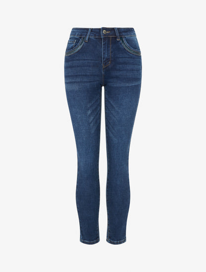 Jean skinny à poches à sequins - Bleu denim - 1
