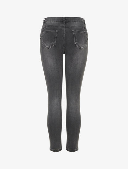 Jean slim délavé à taille haute - Gris foncé - 2