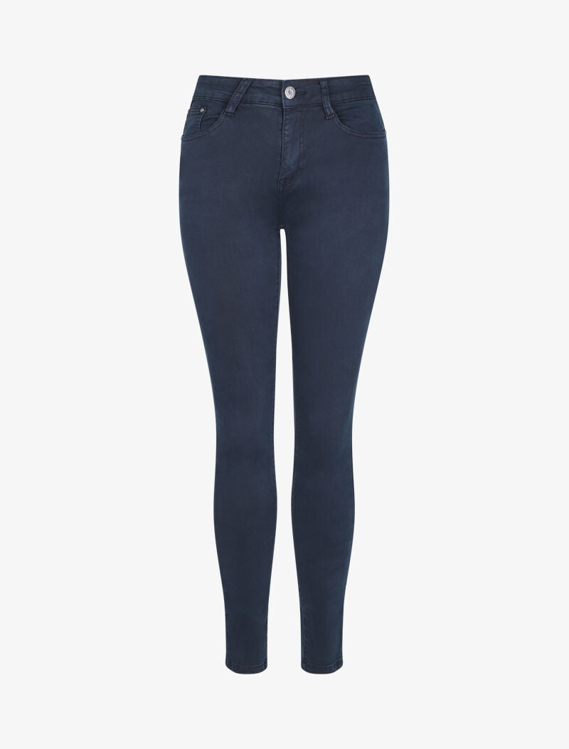 Jean slim uni taille haute - Bleu - 4
