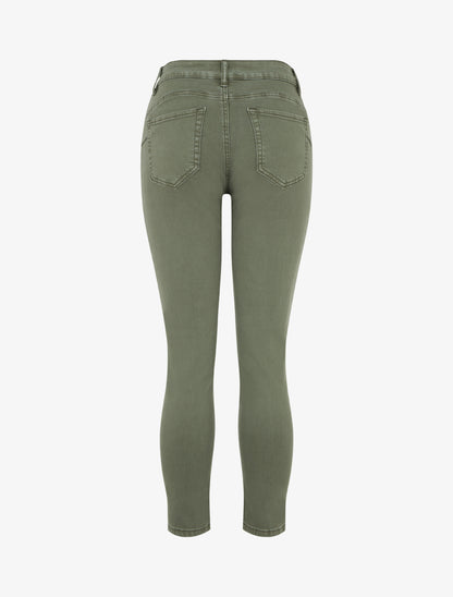 Jean slim uni à taille haute - Kaki - 2