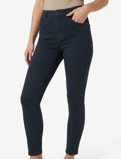 Schmal geschnittene Jeans mit hoher Taille - Mitternachtsblau