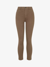 Jean slim uni à taille haute - Taupe foncé - 1