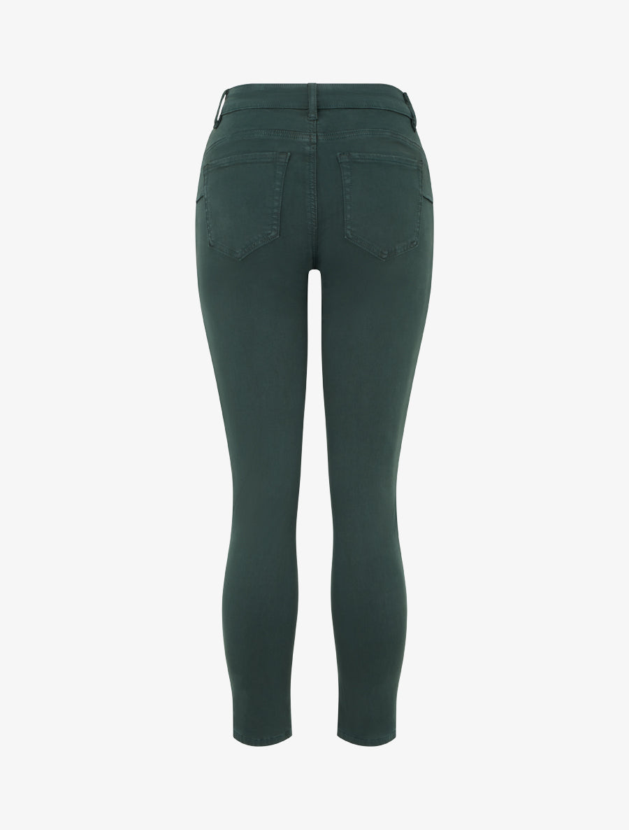 Jean slim uni à taille haute - Vert bouteille - 2