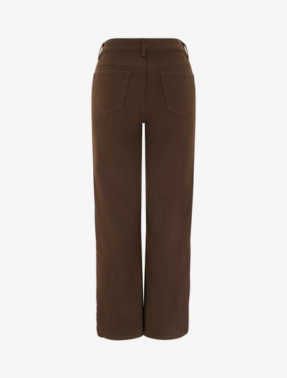 Jean wide leg uni à taille haute - Marron - 2