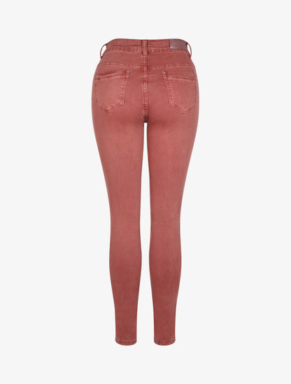 Jean slim uni taille haute - Rose - 2