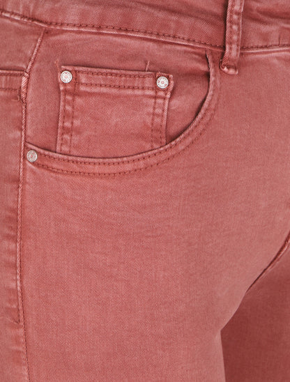 Jean slim uni taille haute - Rose - 3