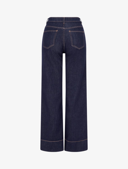 Jean wide leg taille haute - Bleu brut - 2