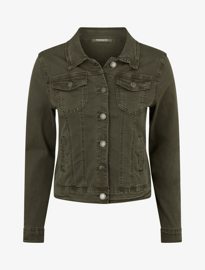 Veste en jean unie coupe droite - Kaki - 1