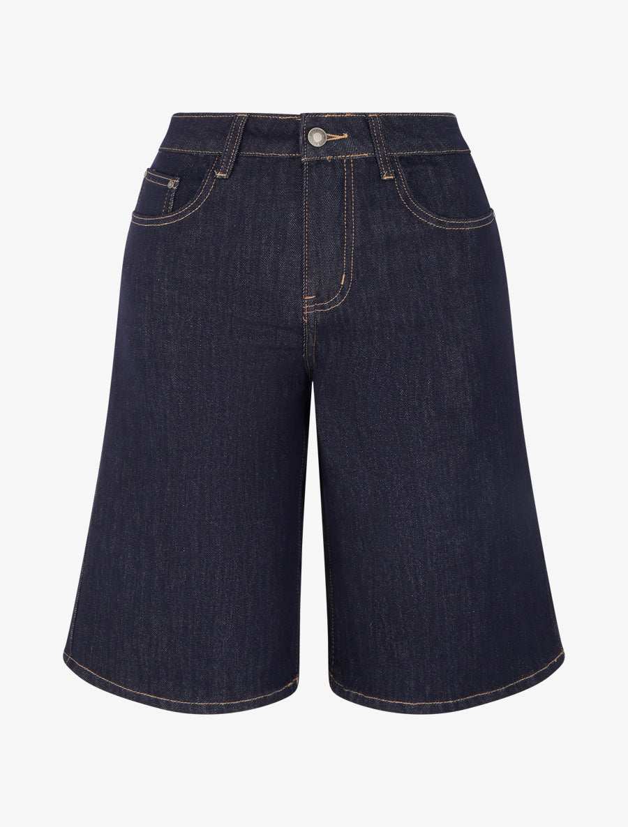 Bermuda en jean taille haute - Bleu brut - 1