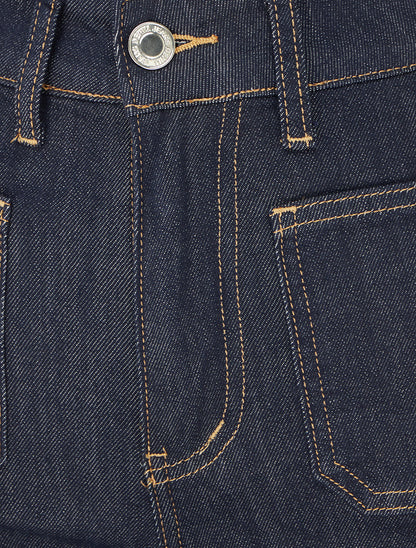 Jean wide leg taille haute à 4 poches - Bleu brut - 3