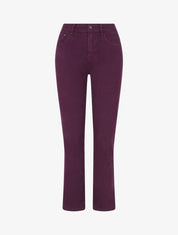 Jean slim uni taille haute - Prune - 1