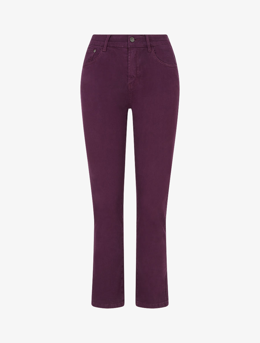 Jean slim uni taille haute - Prune - 1