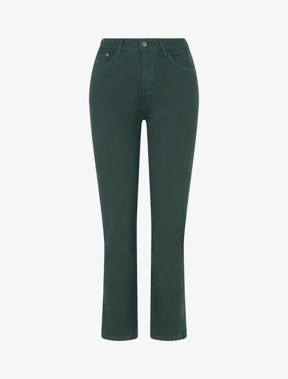 Jean slim uni taille haute - Vert foncé - 1