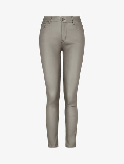 Pantalon slim en simili effet enduit - Or foncé - 1