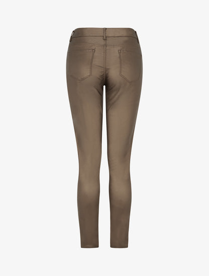 Pantalon slim en simili effet enduit - Bronze - 2