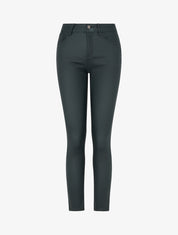 Pantalon slim en simili effet enduit - Vert bouteille - 1