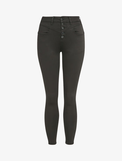 Jean slim satiné à taille haute - Noir - 3