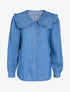 Chemise en jean à col claudine volanté - Bleu denim - 1